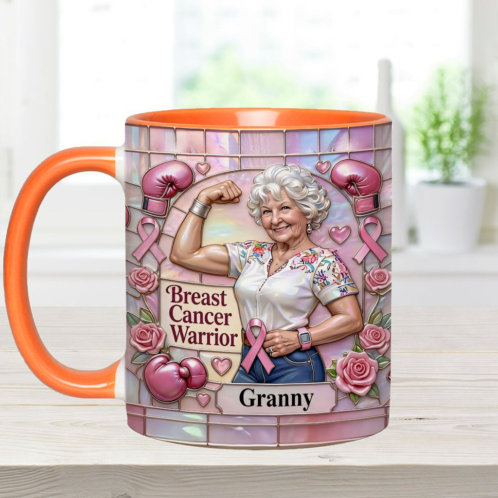 I'm A Warrior - Personalized Breast Cancer Awareness Accent Mug & Coaster