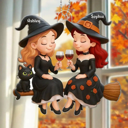 Witch Sisters Acrylic Ornament, Magical Vibe, Heartwarming Companionship, Perfect Gift for Friends