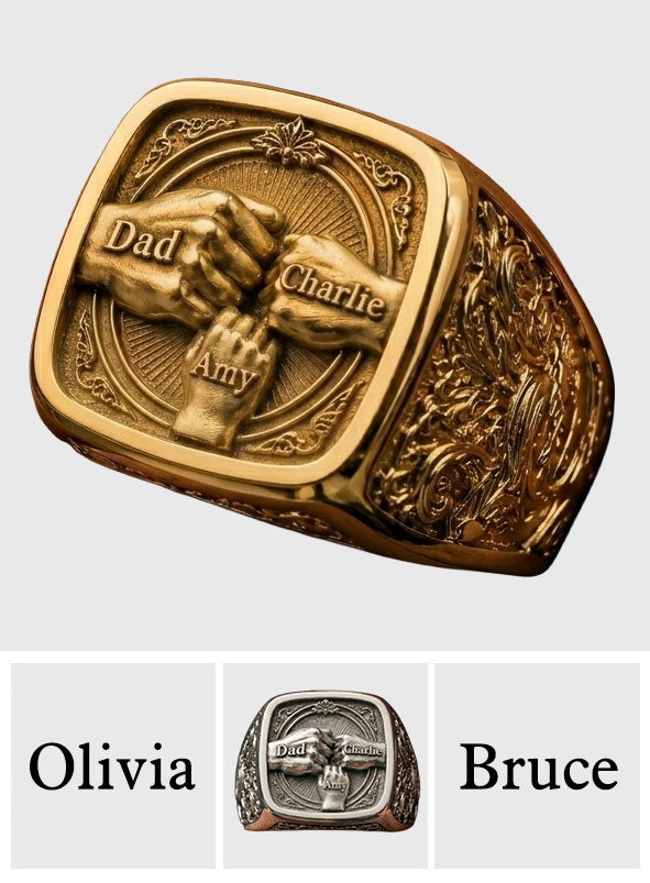 Best Dad Ever - Personalized Father Adjustable Shaped Ring