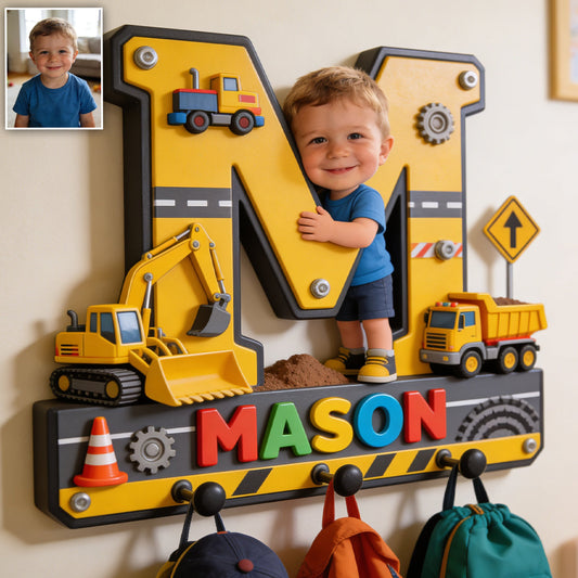 Alphabet Letter & Custom Photo And Theme - Personalized Kid Custom Shaped Hanging Rack