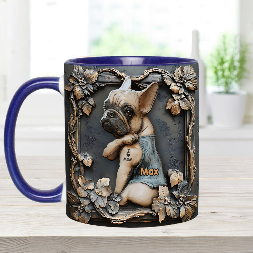 I love Mom - Personalized Dog Accent Mug