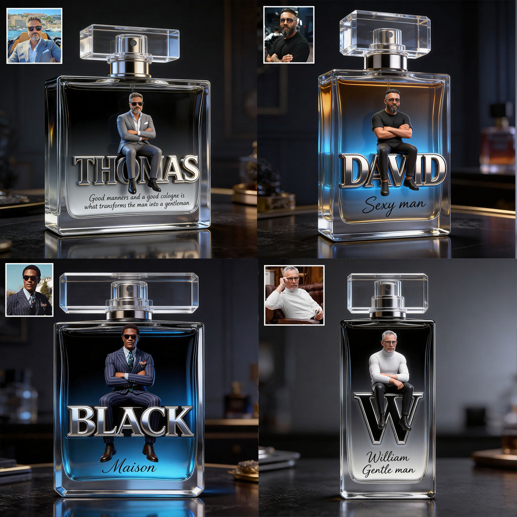 Cologne For Man - Any Photo, Any Title - Personalized Luxury Refillable Perfume Bottle