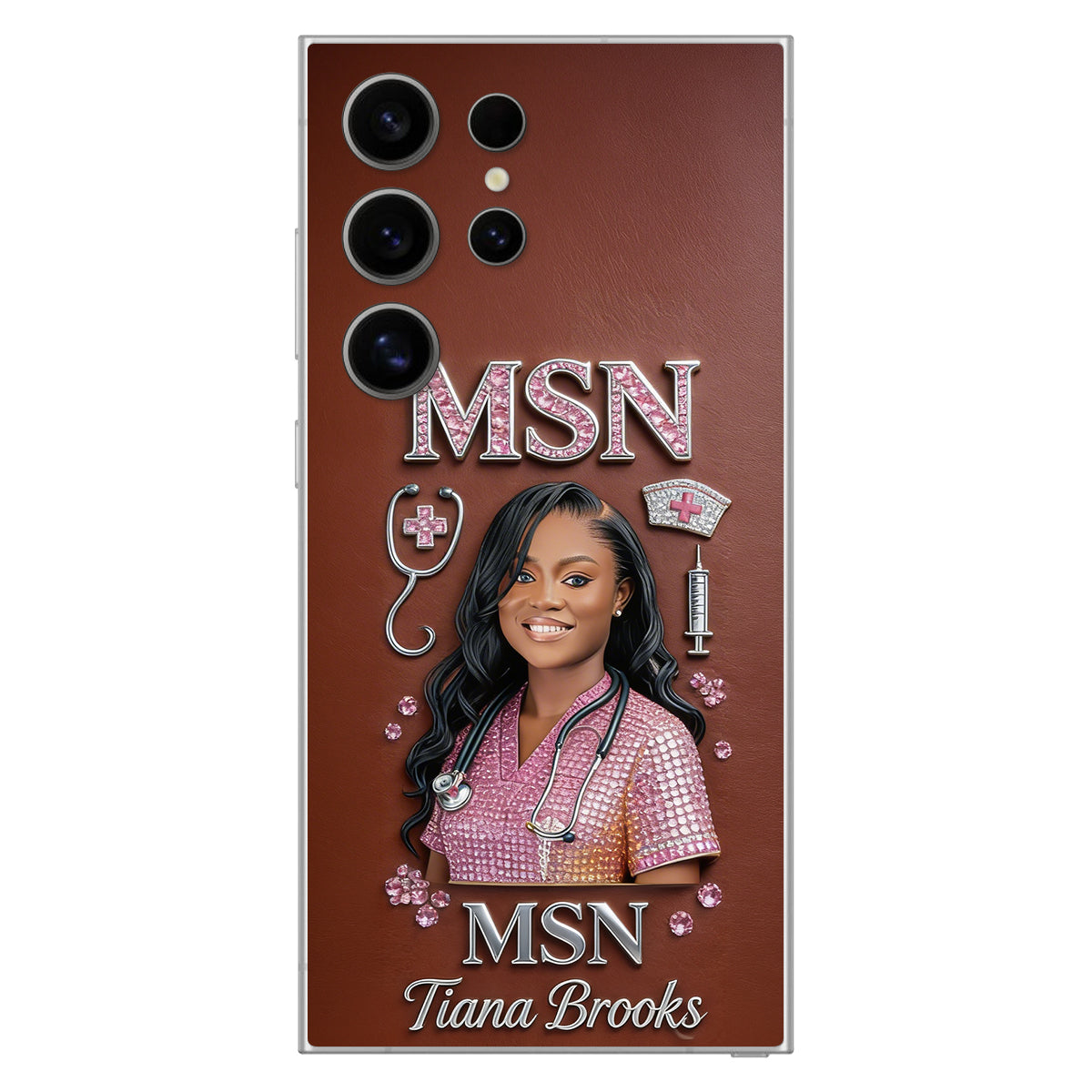 Any Title - Gifts For Nurse, Doctor - Personalized Nurse 3D Embossed Leather Phone Case
