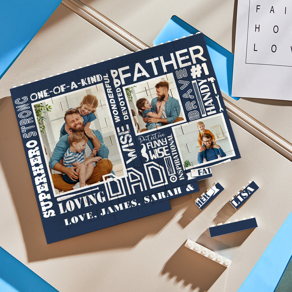 Brave Father - Personalized Father Photo Building Block Puzzle