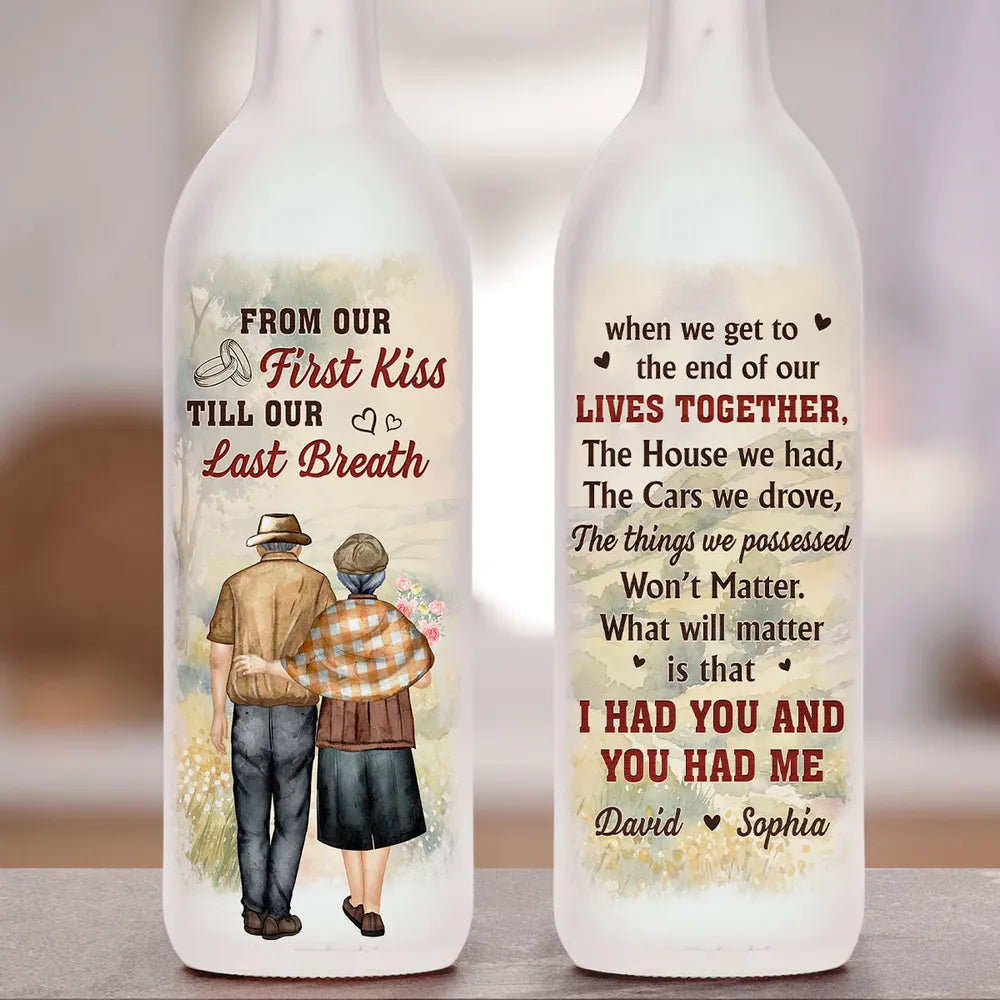 Personalized Couple Bottle Lamp With Warm Glow Bedroom Decor, Unique Romantic Gift for Husband or Wife