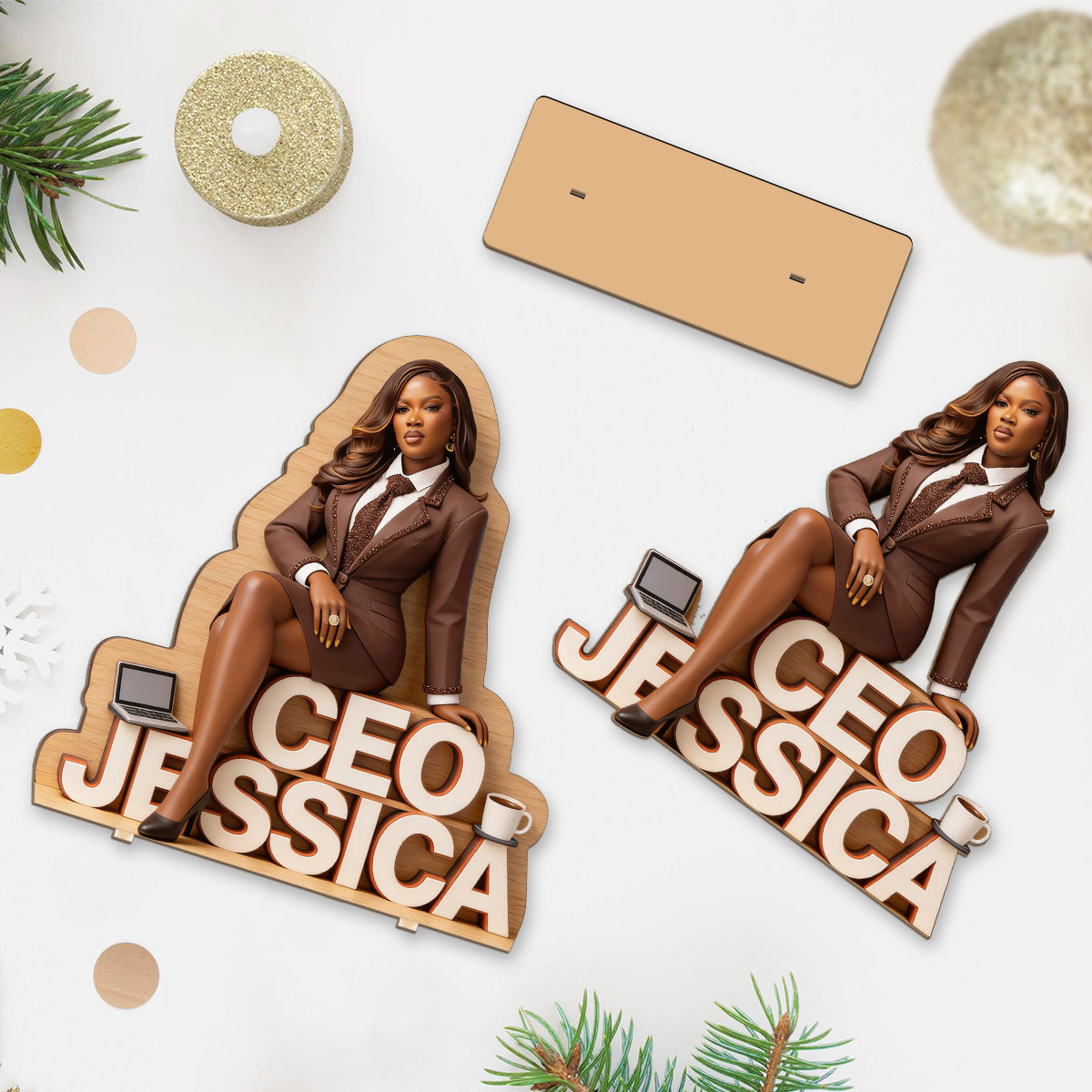 Custom Table Name Plate For Officer - Personalized Colleague 2 Layered Big Freestanding