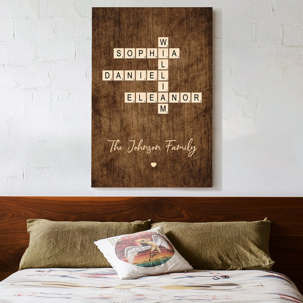 Scrabble Tile Family Name Poster – Personalized Scrabble-Inspired Poster for Family, Couples, or Housewarming Gift