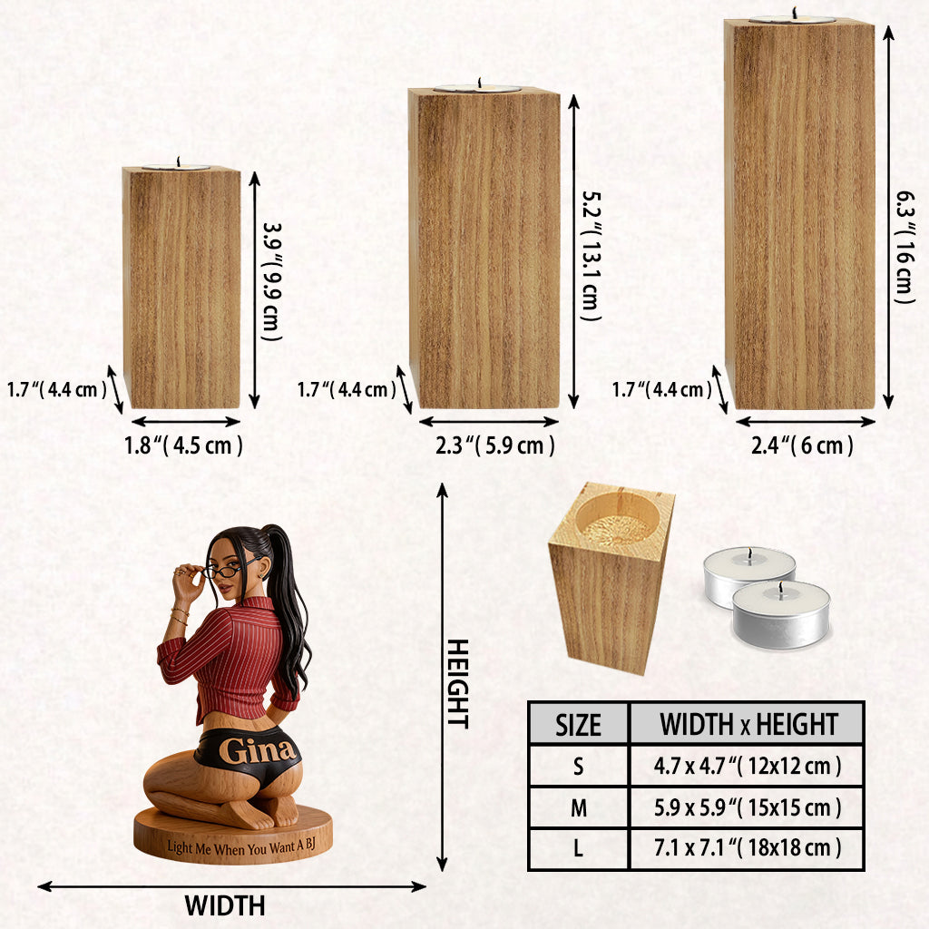 Light Me - Personalized Spicy Couple Custom Shape Wooden Candle Holder