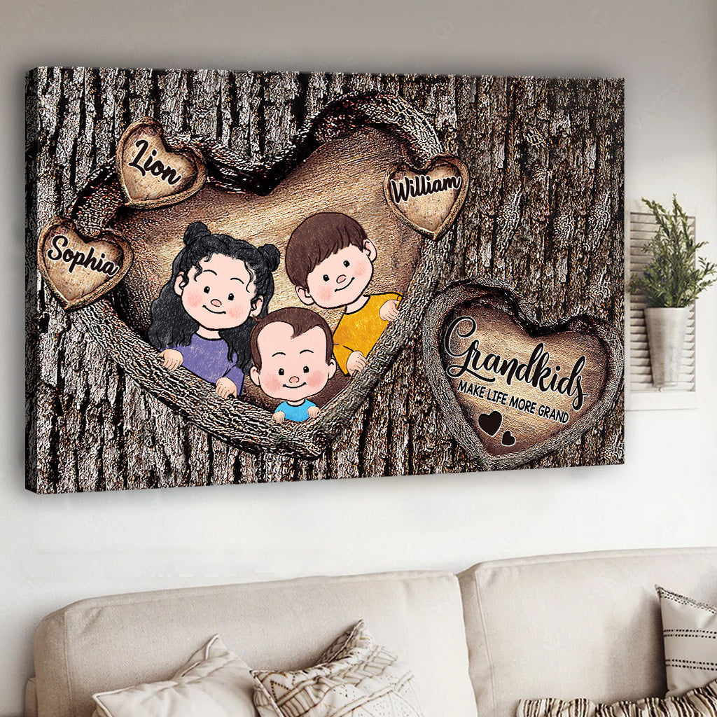 Grandkids Make Life More Grand - Personalized Grandma Canvas and Poster
