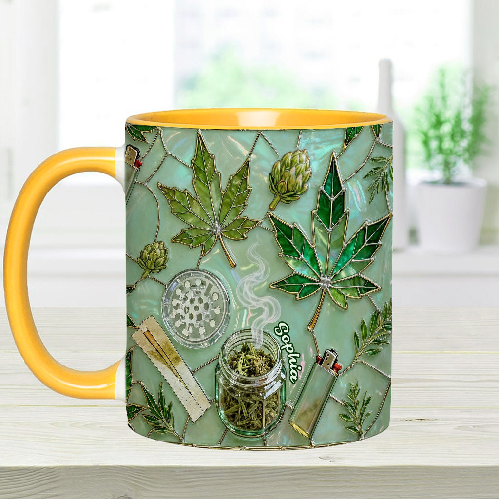 Green Magic Leaf - Personalized Weed Accent Mug & Coaster
