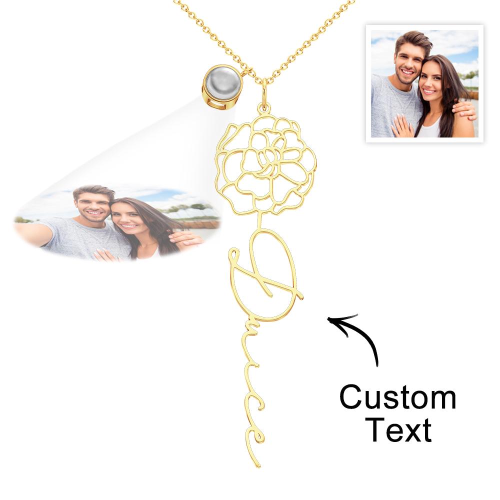 Birth Flower Photo Projection Charm - gift for anyone, who lost a loved one - Personalized Birth Flower Photo Projection Charm