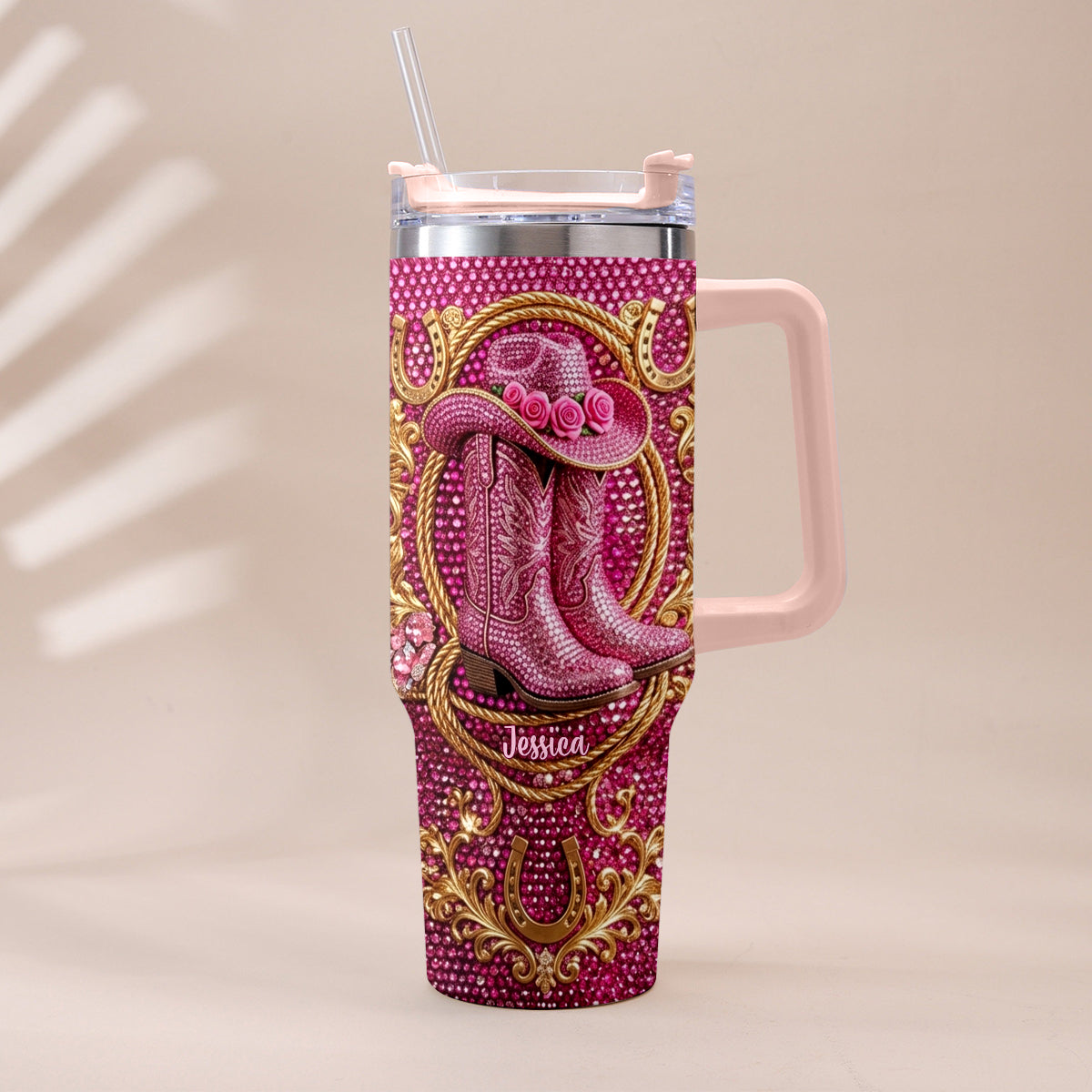 Cowgirl Boots - Personalized Cowgirl Tumbler With Plush Charm
