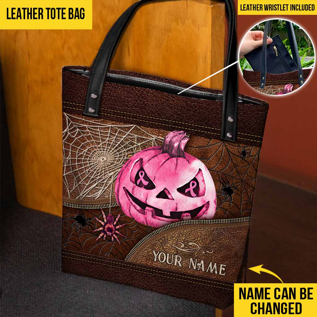 Halloween Vibes - Breast Cancer Awareness Personalized Tote Bag