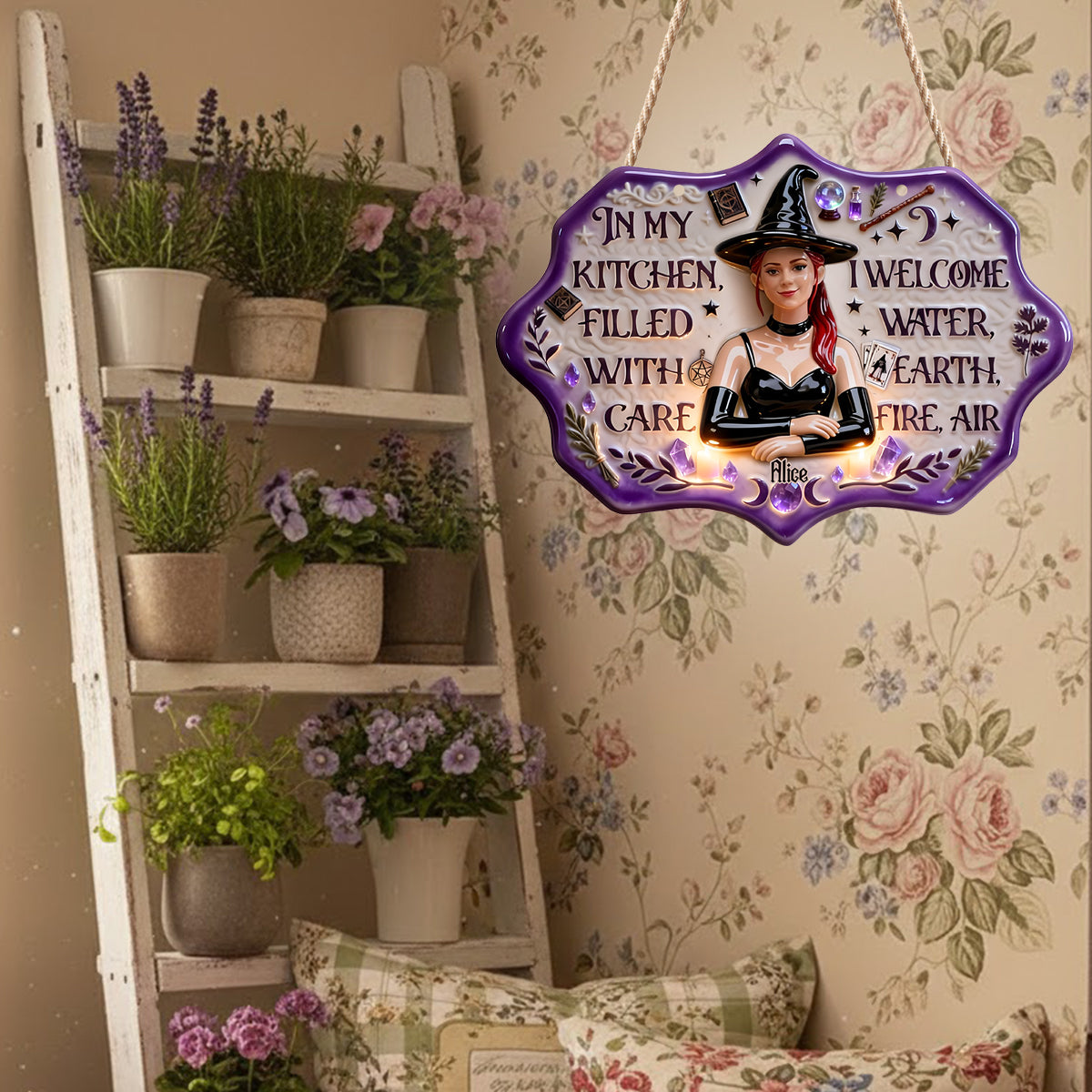 In My Kitchen - Personalized Witch LED Light Acrylic Sign