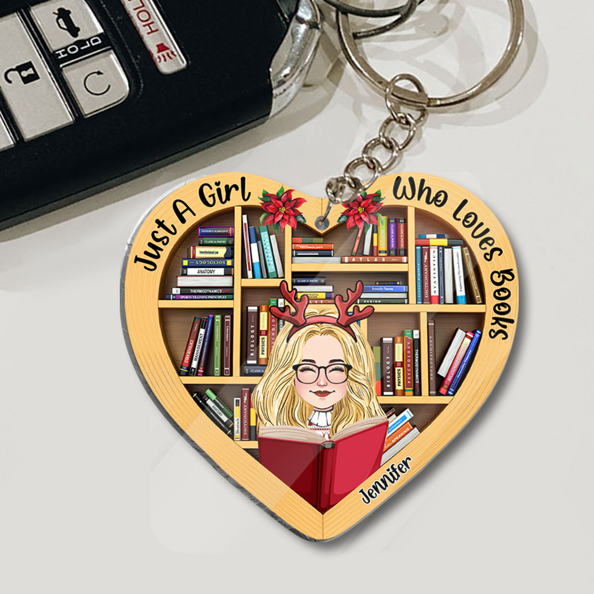 Just A Girl Who Loves Book - Personalized Book Keychain