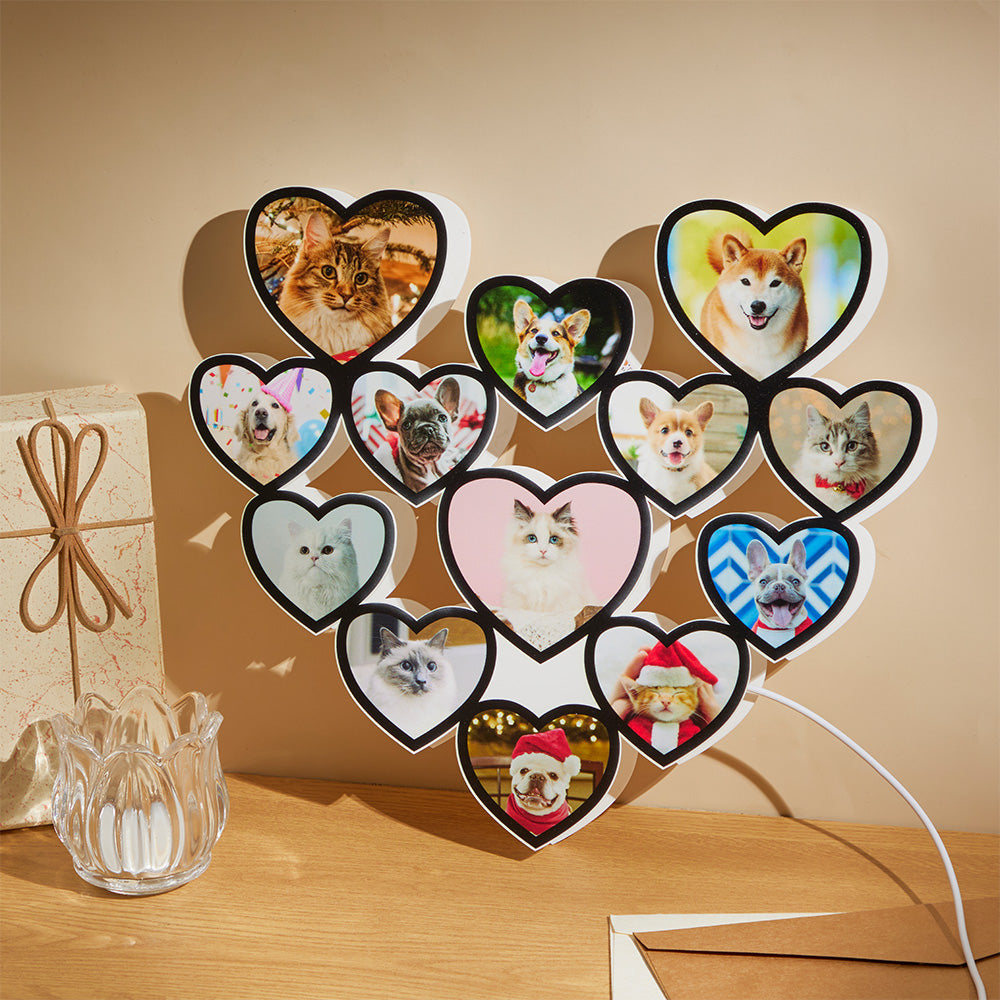 Any Photos - Personalized Cat Photo Love Heart Lamp