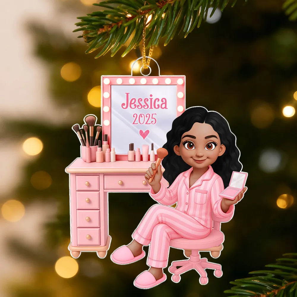 Beauty Lover Acrylic Ornament – Cute Pink Vanity Theme, Perfect Gift for Makeup Enthusiasts