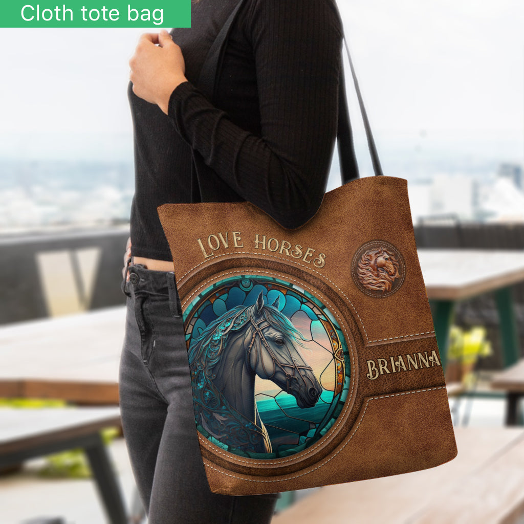 Country Girls Horse Stained Glass - Personalized Horse Tote Bag