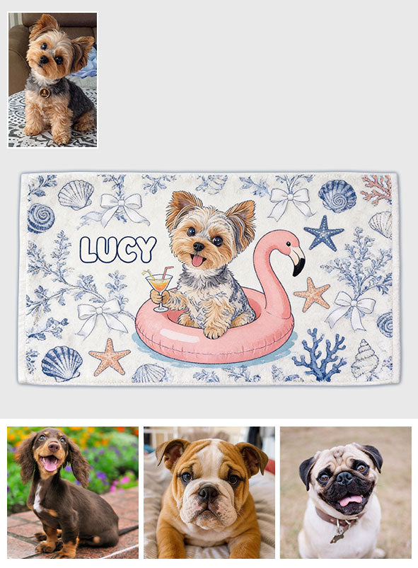 Custom Any Photo Funny Summer Pets - Personalized Dog Quick-dry Beach Towel/ Bath Towel
