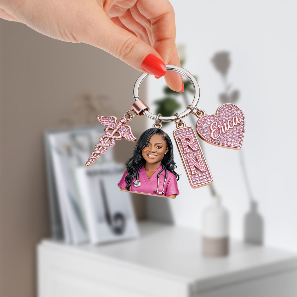 Custom Any Photo - Personalized Nurse Premium Keychain With Charms