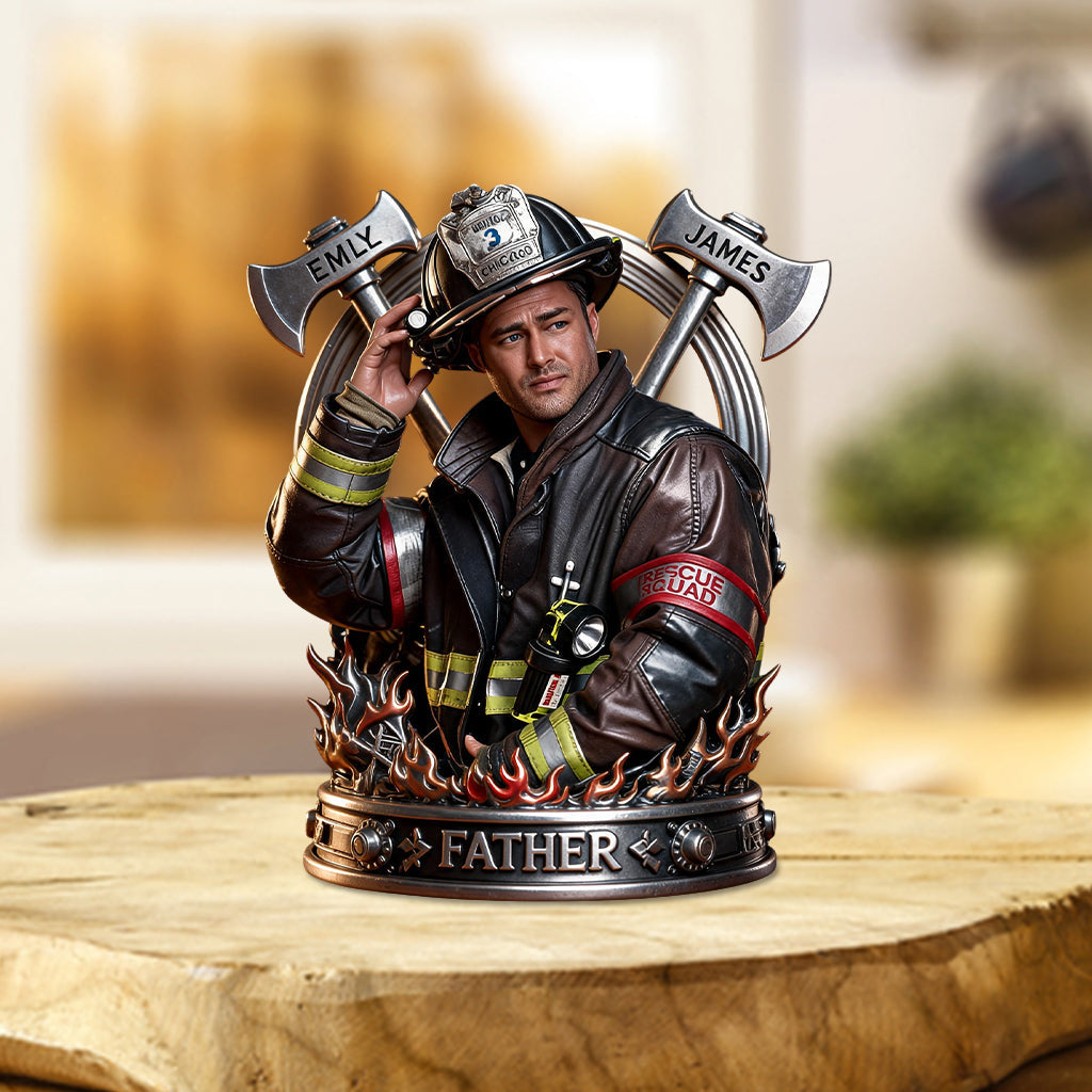 Custom Any Photo Firefighter Crew Gift For Dad - Personalized Firefighter Custom Shaped Acrylic Plaque