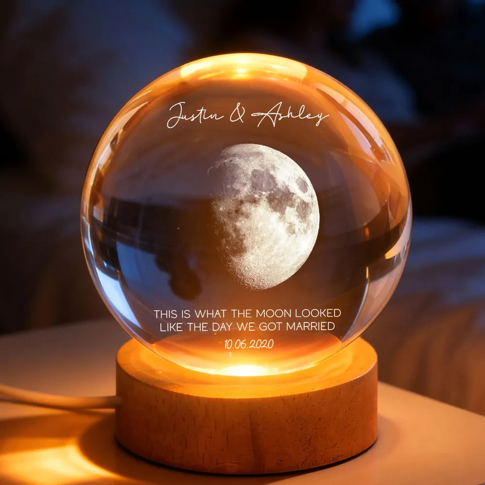 Personalized Globe Lamp Moon Night Light for Couple, Cozy Bedside Decor and Unique Romantic Gift