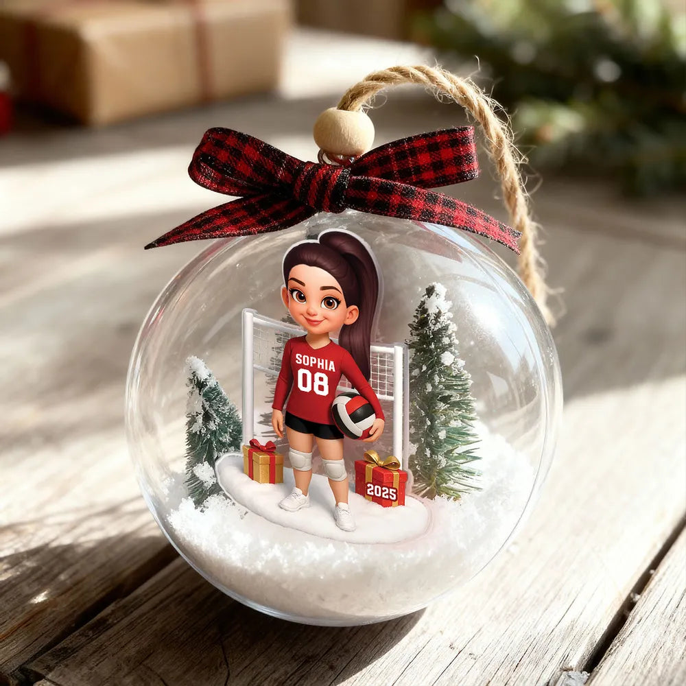 Custom Volleyball Girl Ornament - Unique Christmas Snow Globe Gift for Daughter, Teammate or Sports Lover Keepsake