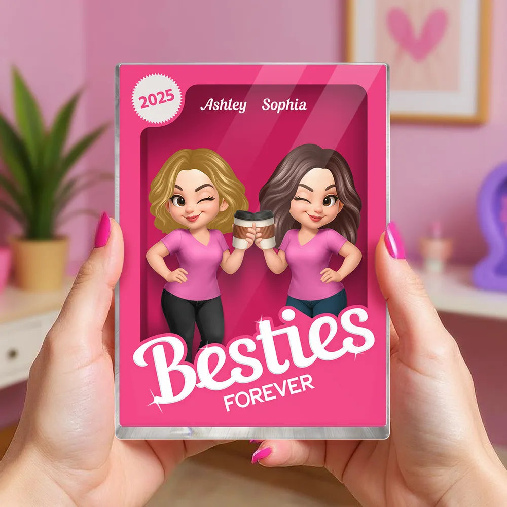 “Besties Forever” Personalized Acrylic Block Plaque – Cute Gift for Besties