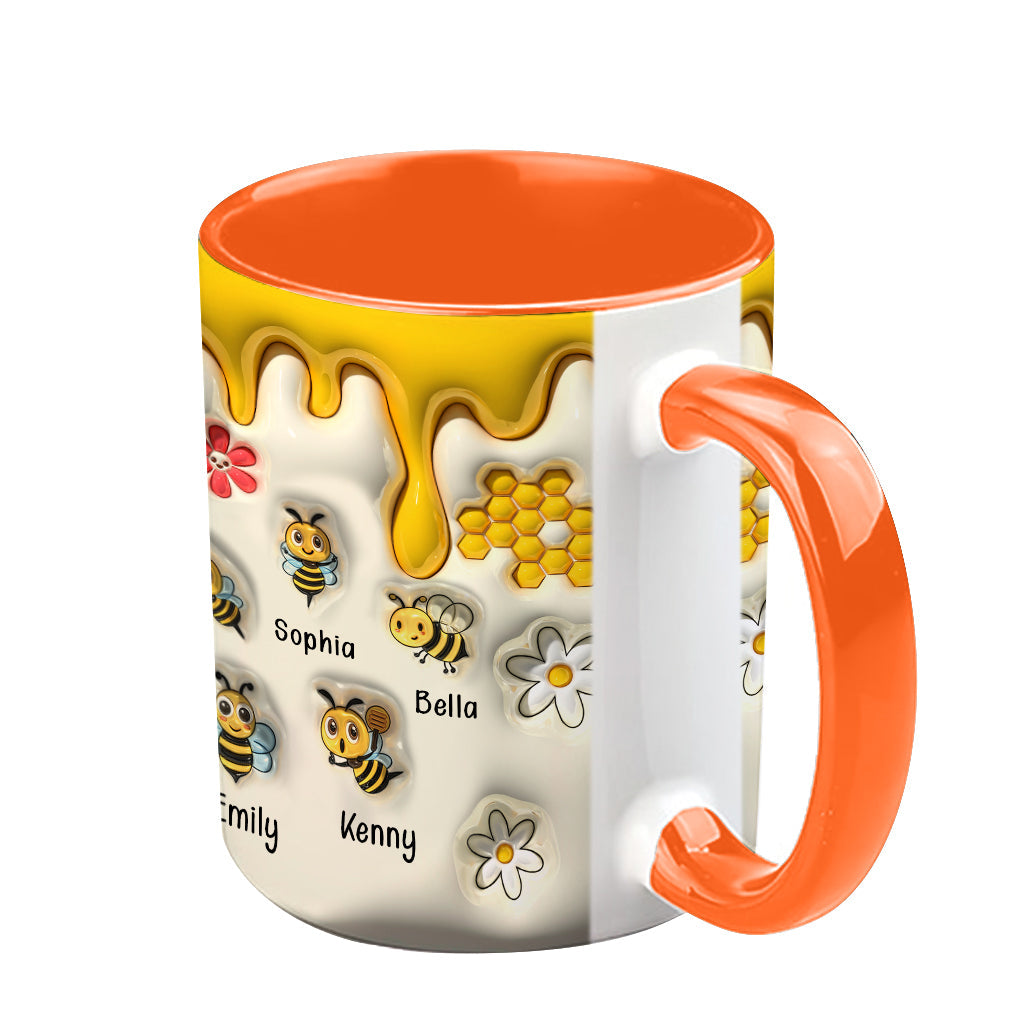 Grandma's Reasons To Bee Happy - Personalized Grandma Accent Mug