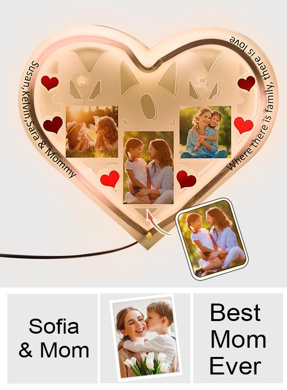 Where There Is Family There Is Love - Personalized Mother Engraved Photo Lamp