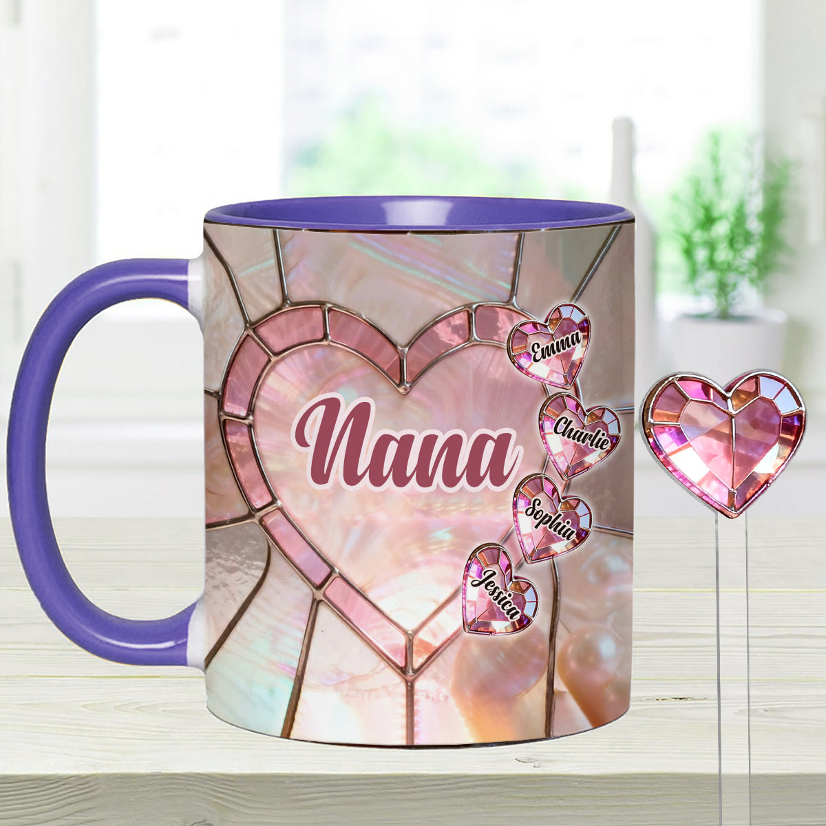 Blessed To Be Called Nana Mama Gigi Grandma - Personalized Grandma Set Accent Mug with Acrylic Stirrers