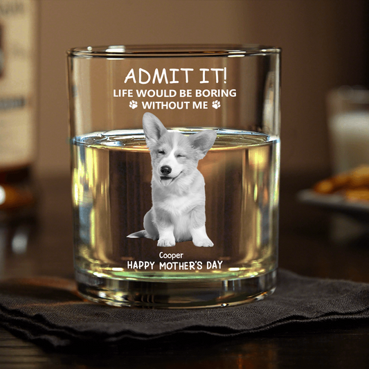 Personalized Glass Whiskey Cup – Mother’s Day Special Gift for Pet Lovers