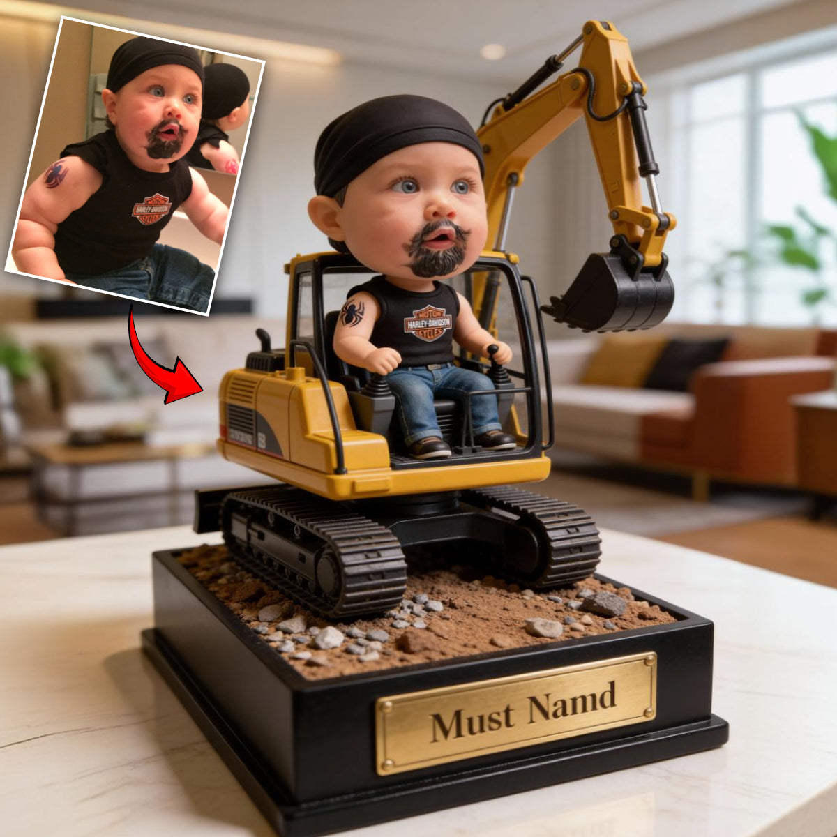 Excavator Tractor, Construction Theme - Personalized Custom Shaped Acrylic Plaque