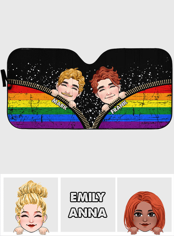 Funny Couple Pride - Personalized LGBT Support Car Sunshade