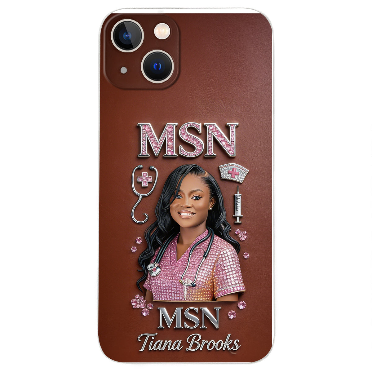 Any Title - Gifts For Nurse, Doctor - Personalized Nurse 3D Embossed Leather Phone Case