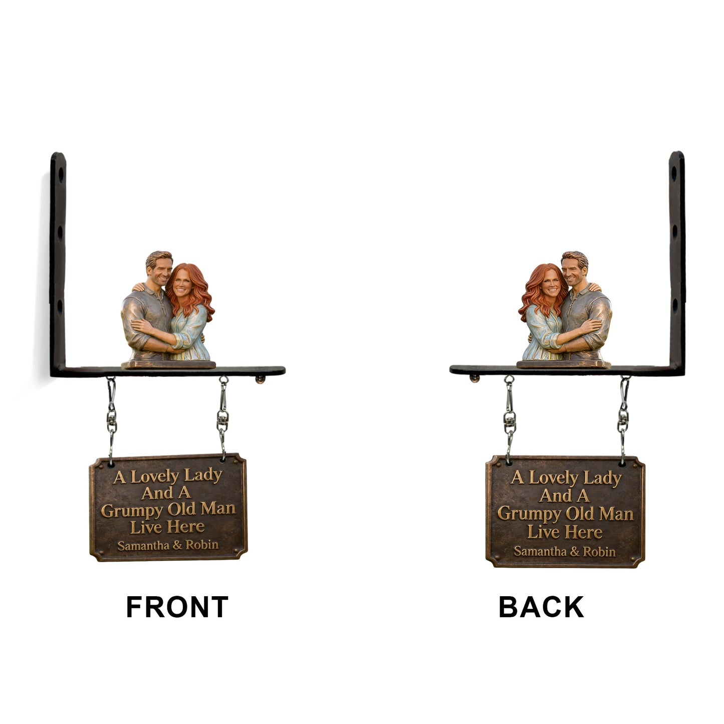 A Lovely Lady & A Grumpy Old Man Live Here - Personalized Couple Wooden Wall Mount Sign