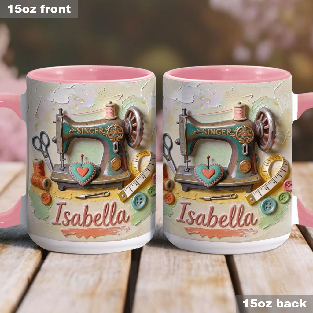 Just a Girl Who Loves Sewing - Personalized Sewing Accent Mug & Coaster