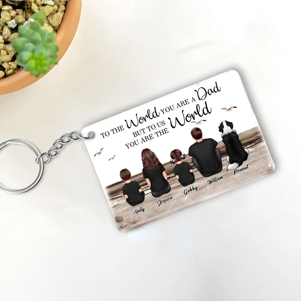“To the World You Are a Dad” Personalized Keychain – Beach Scene Father’s Day Edition