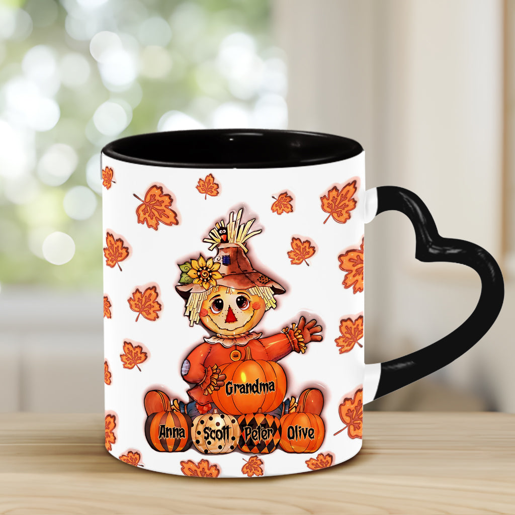 Grandma Fall - Personalized Grandma Heart Handle Mug