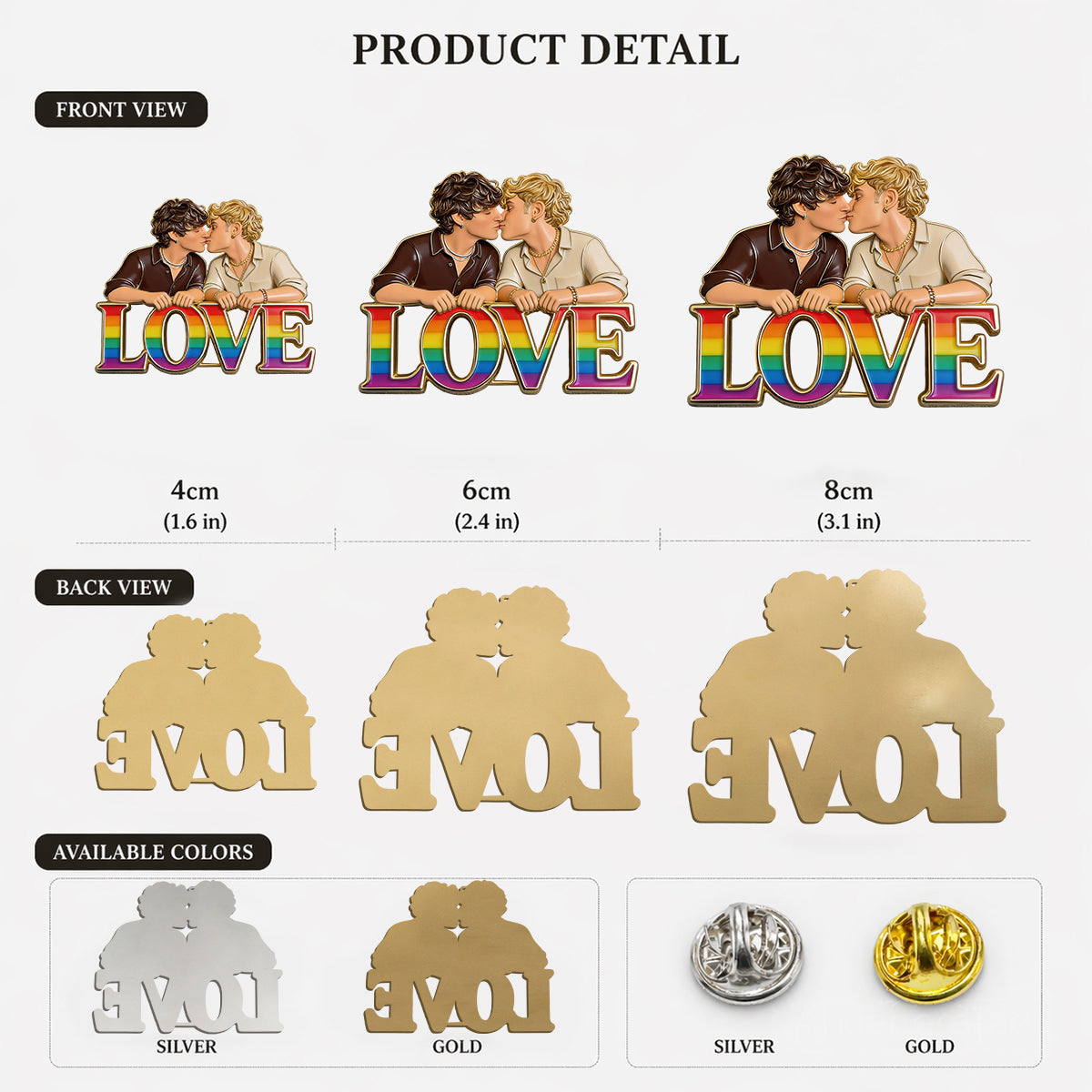 Custom Any Photo - Personalized LGBT Support 3D Embossed Enamel Pin