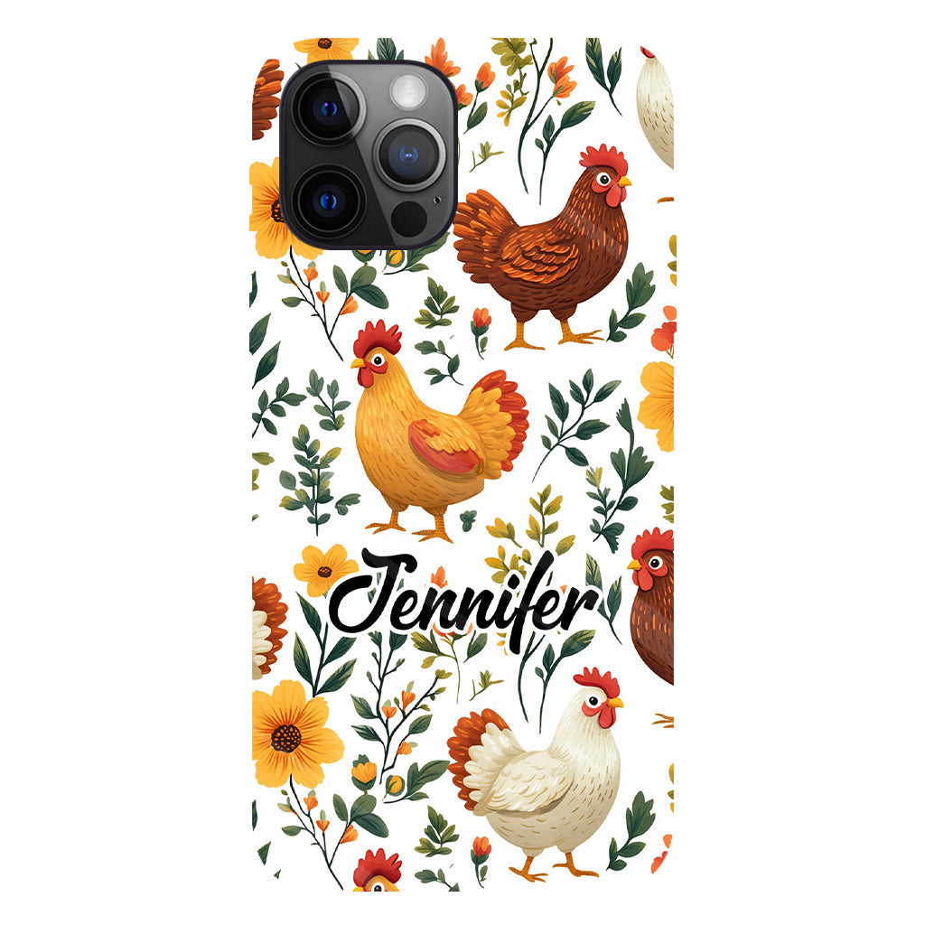 Cute Floral Chickens - Personalized Chicken Full Print Phone Case