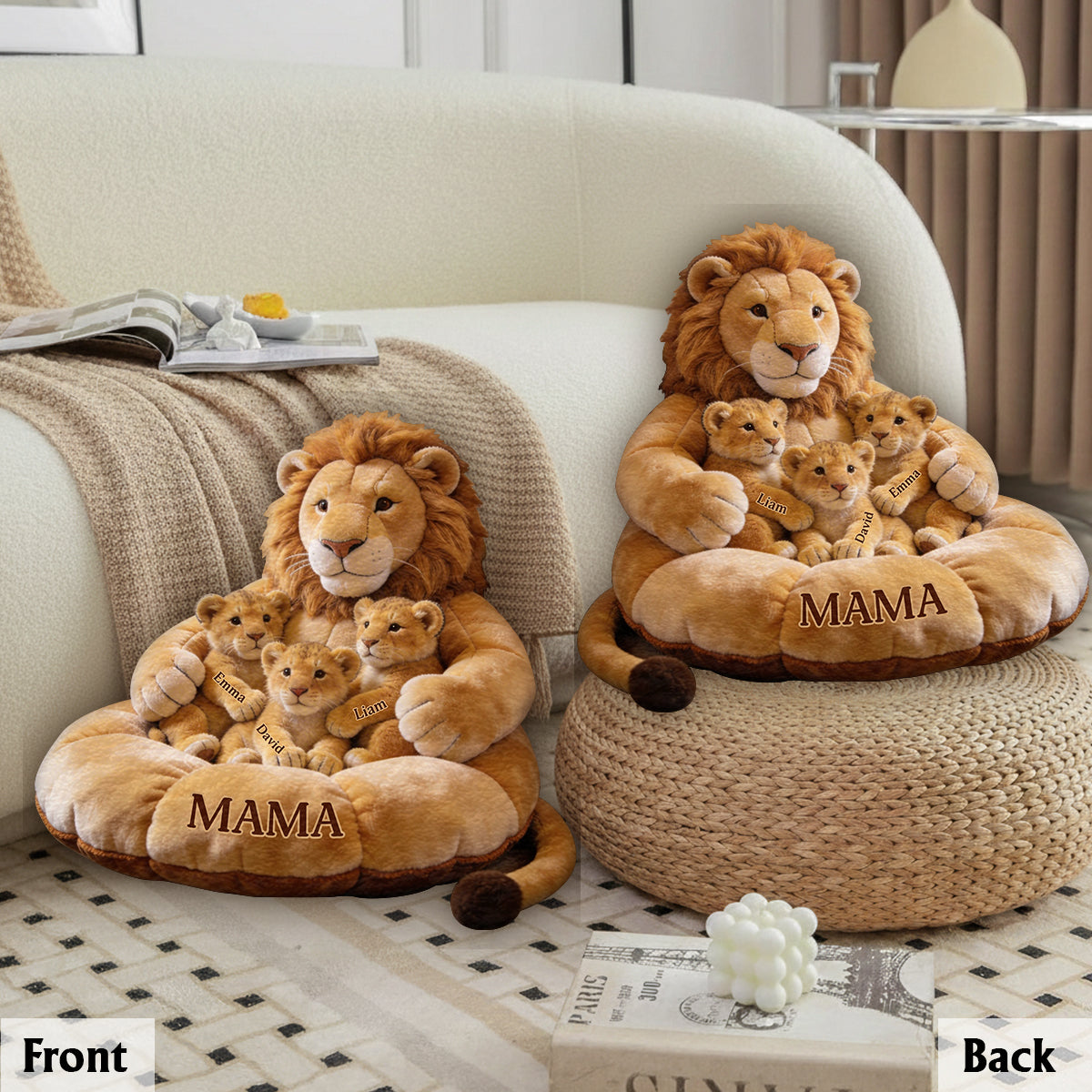 Lion Family Theme Mother's Day - Personalized Mother Premium Faux Fur Pillow