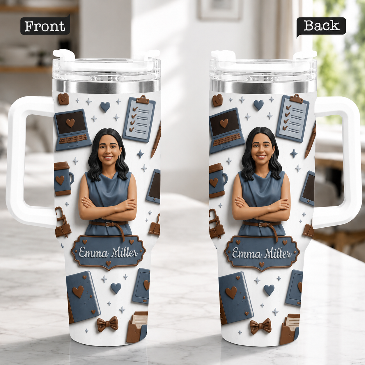 Any Photo Gift For Colleagues - Personalized Colleague Tumbler With Plush Charm