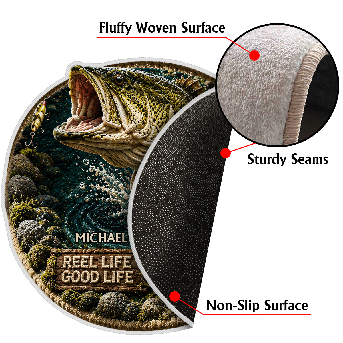 Fishing Lovers Gift - Personalized Fishing Non-Slip Tufted Rug