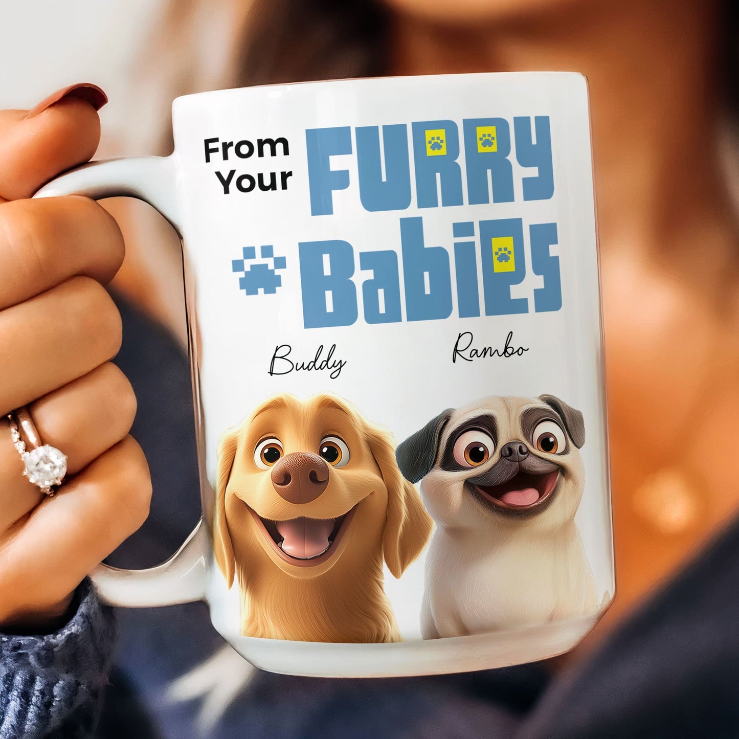 From Your Furry Babies With Love – Creative White Ceramic Mug for Mother's Day, Birthdays, and Cozy Family Moments