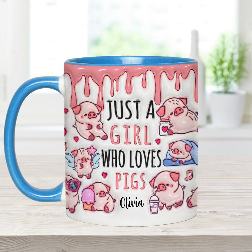 Just A Girl Who Loves Pigs - Personalized Pig Lover Accent Mug