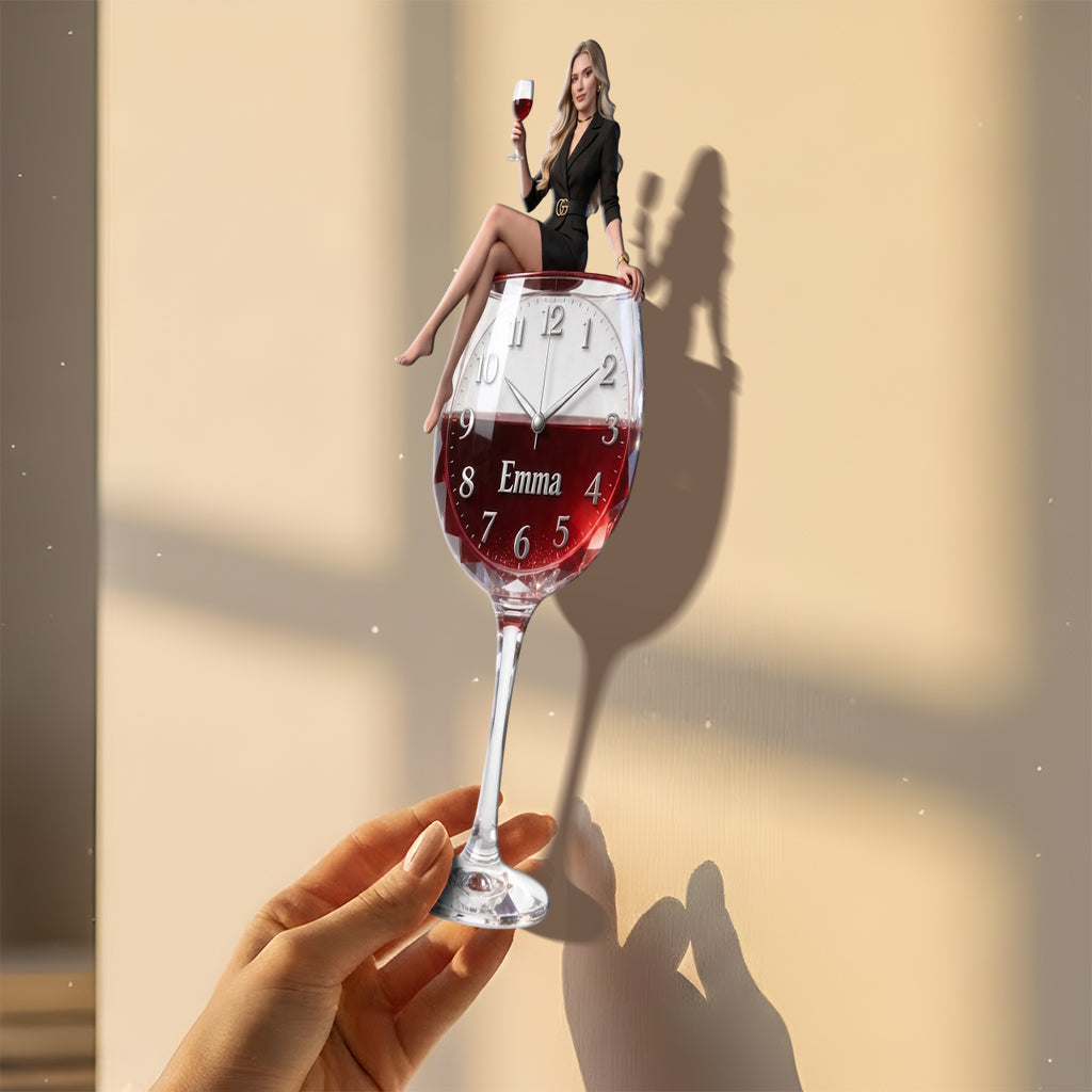 Custom Any Photo Drinking Hour - Personalized Wine Acrylic Wall Clock