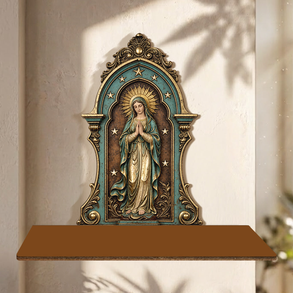 God Blessed This Family - Personalized Christian Wooden Floating Shelf
