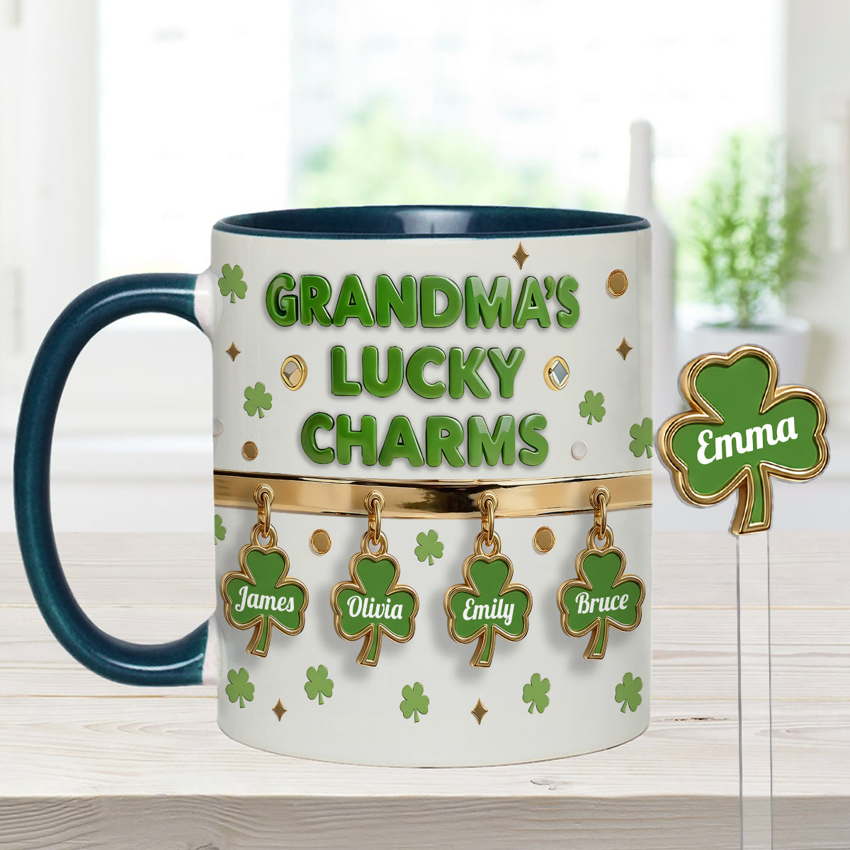 Grandma's Lucky Charms - Personalized Grandma Set Accent Mug With Acrylic Stirrers