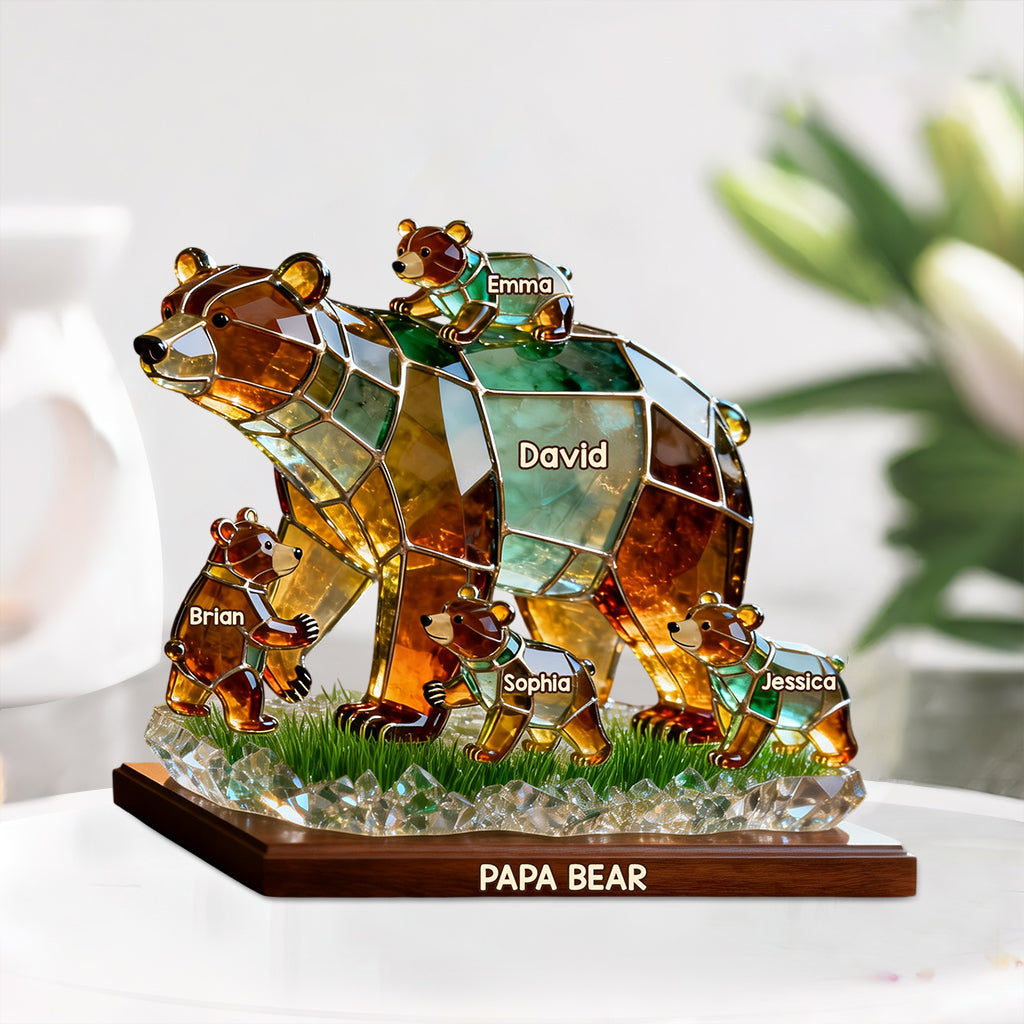 Best Dad/Grandpa Ever Strong Bear - Personalized Father Custom Shaped Acrylic Plaque